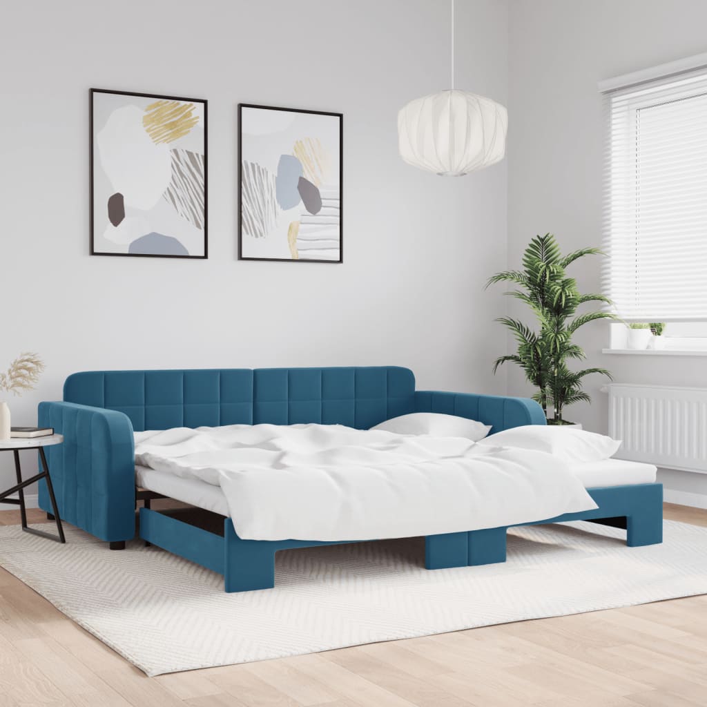 Letto Da Giorno In Velluto Blu