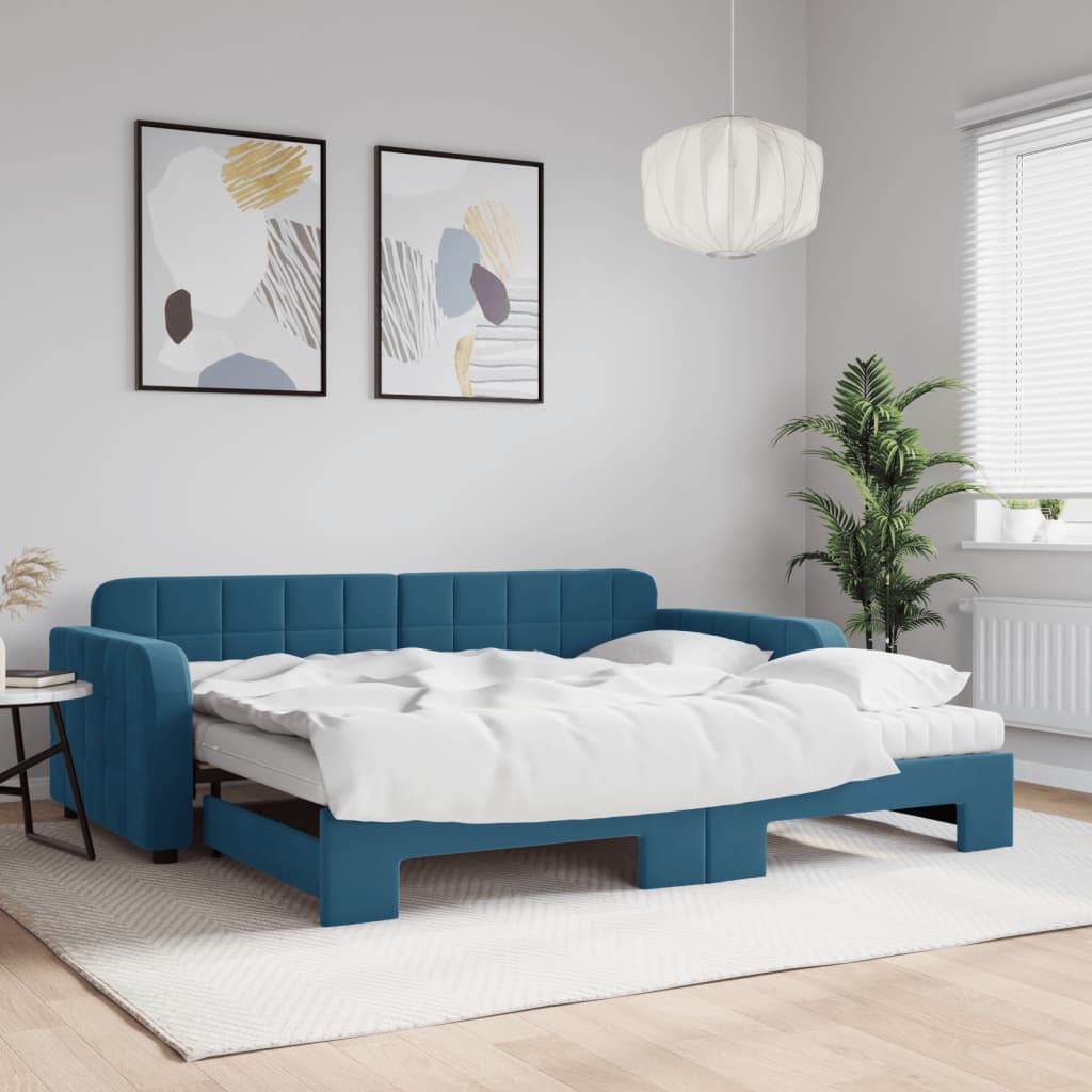 Letto Da Giorno In Velluto Blu
