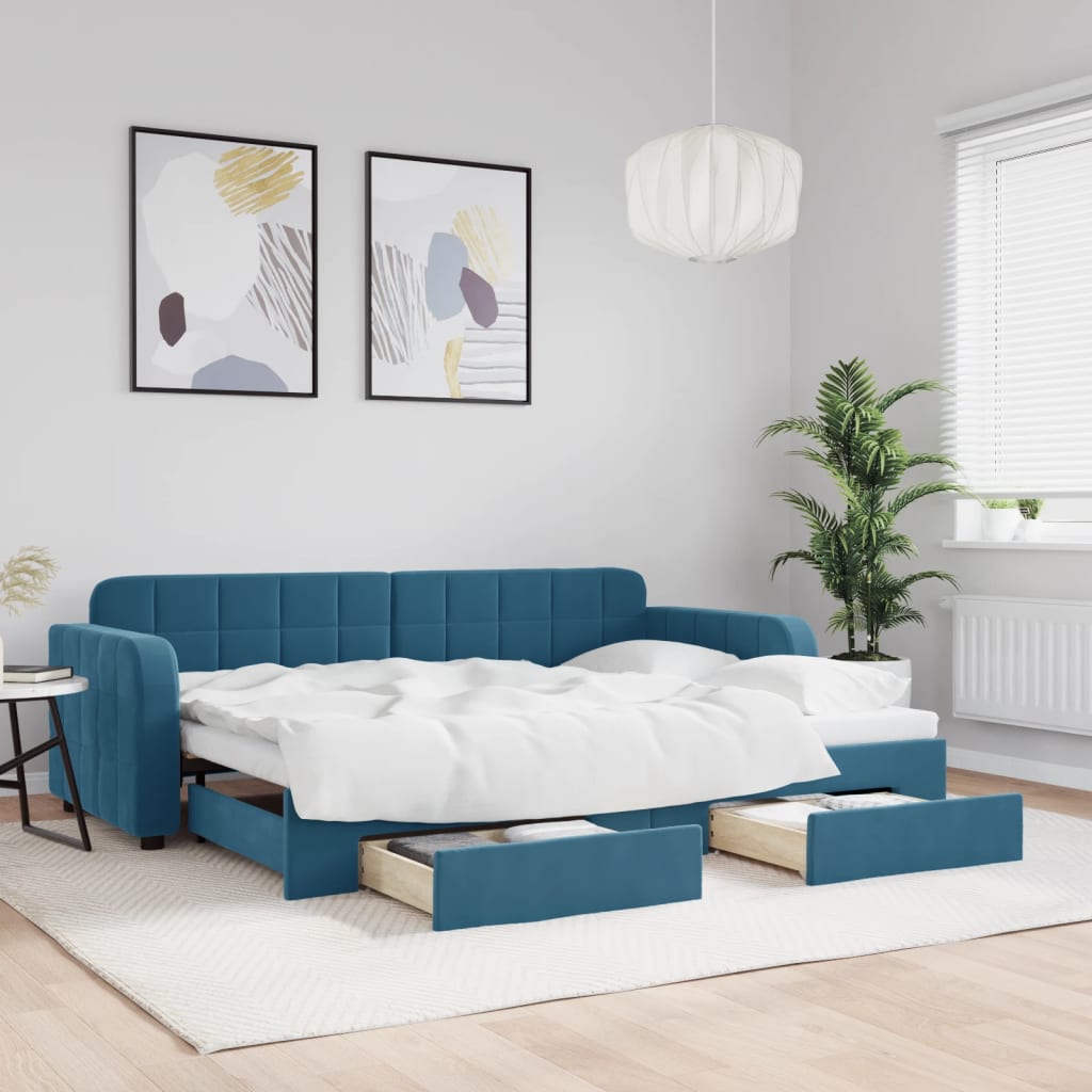 Letto Da Giorno In Velluto Blu