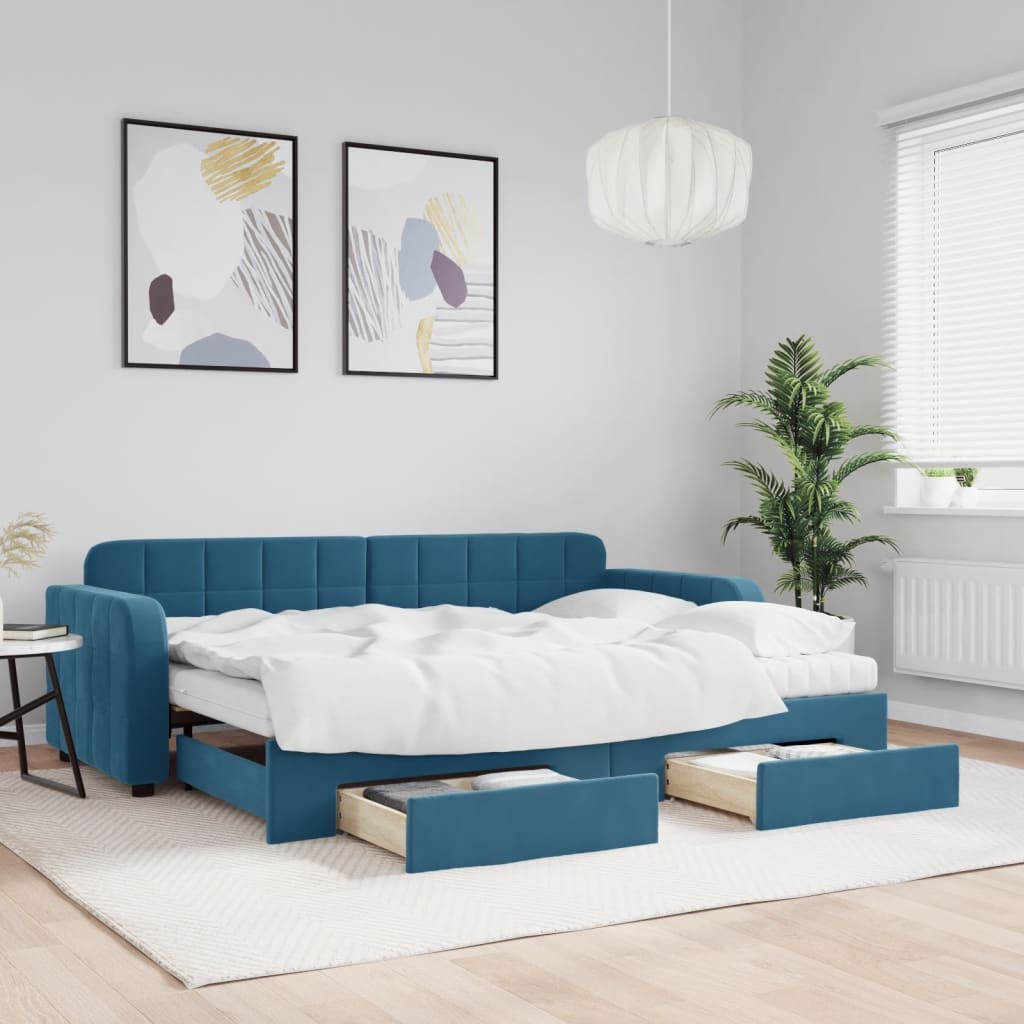 Letto Da Giorno In Velluto Blu