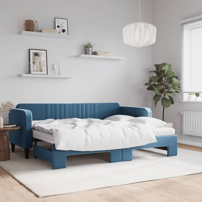 Divano Letto Estraibile Con Cassetti In Velluto Blu