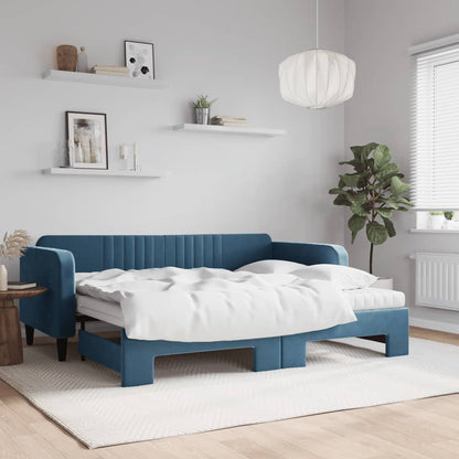 Divano Letto Estraibile Con Cassetti In Velluto Blu