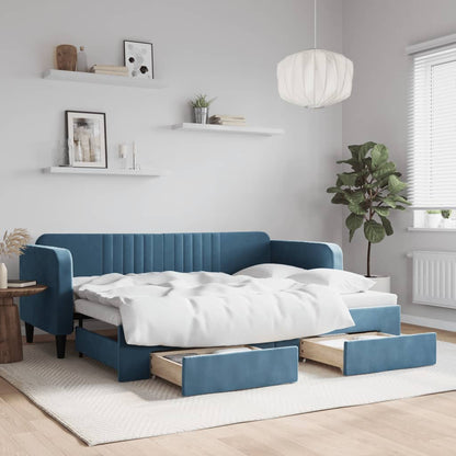 Divano Letto Estraibile Con Cassetti In Velluto Blu
