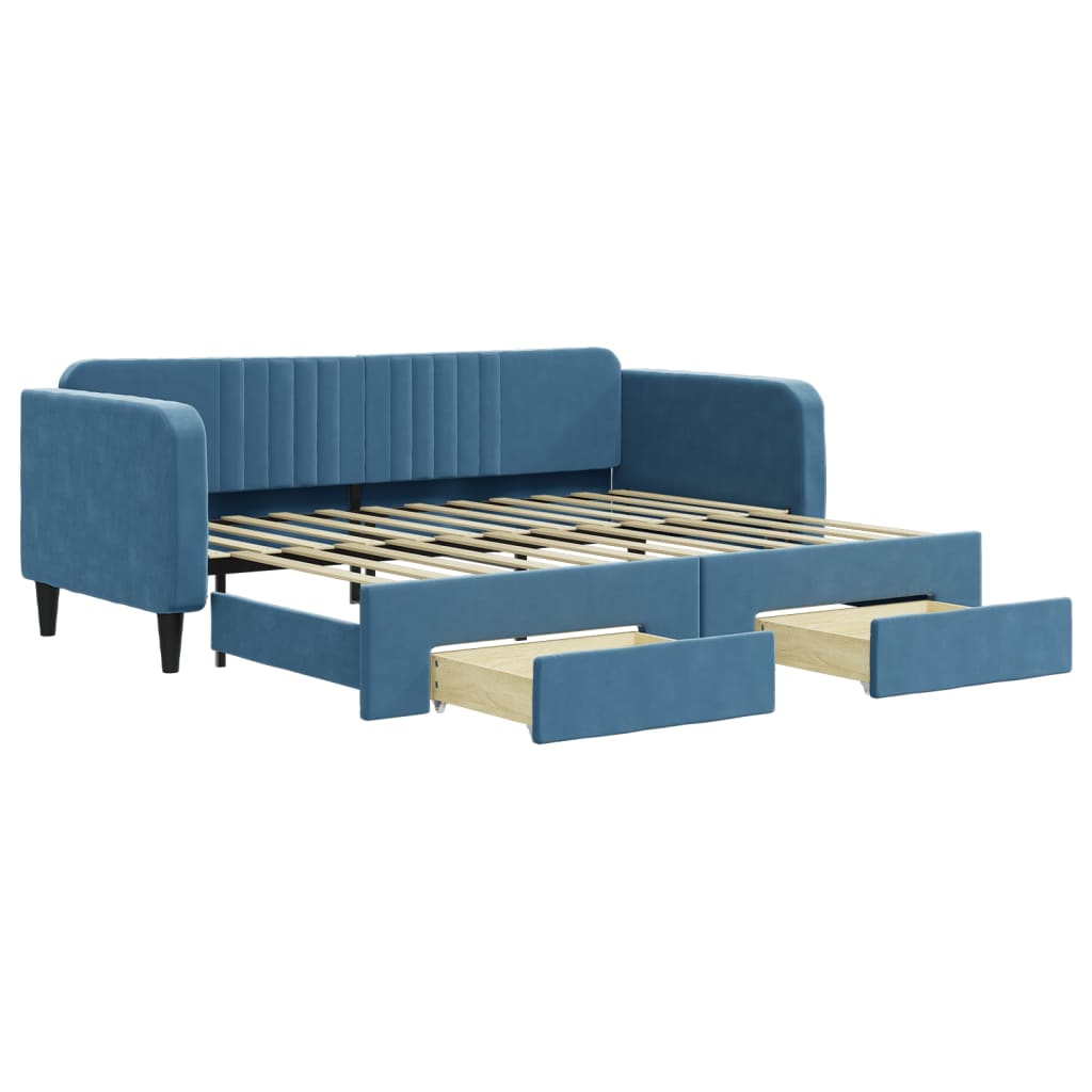 Divano Letto Estraibile Con Cassetti In Velluto Blu