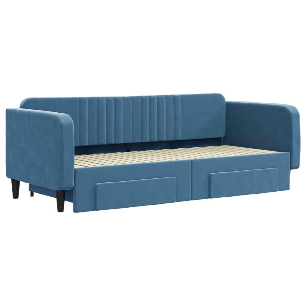 Divano Letto Estraibile Con Cassetti In Velluto Blu
