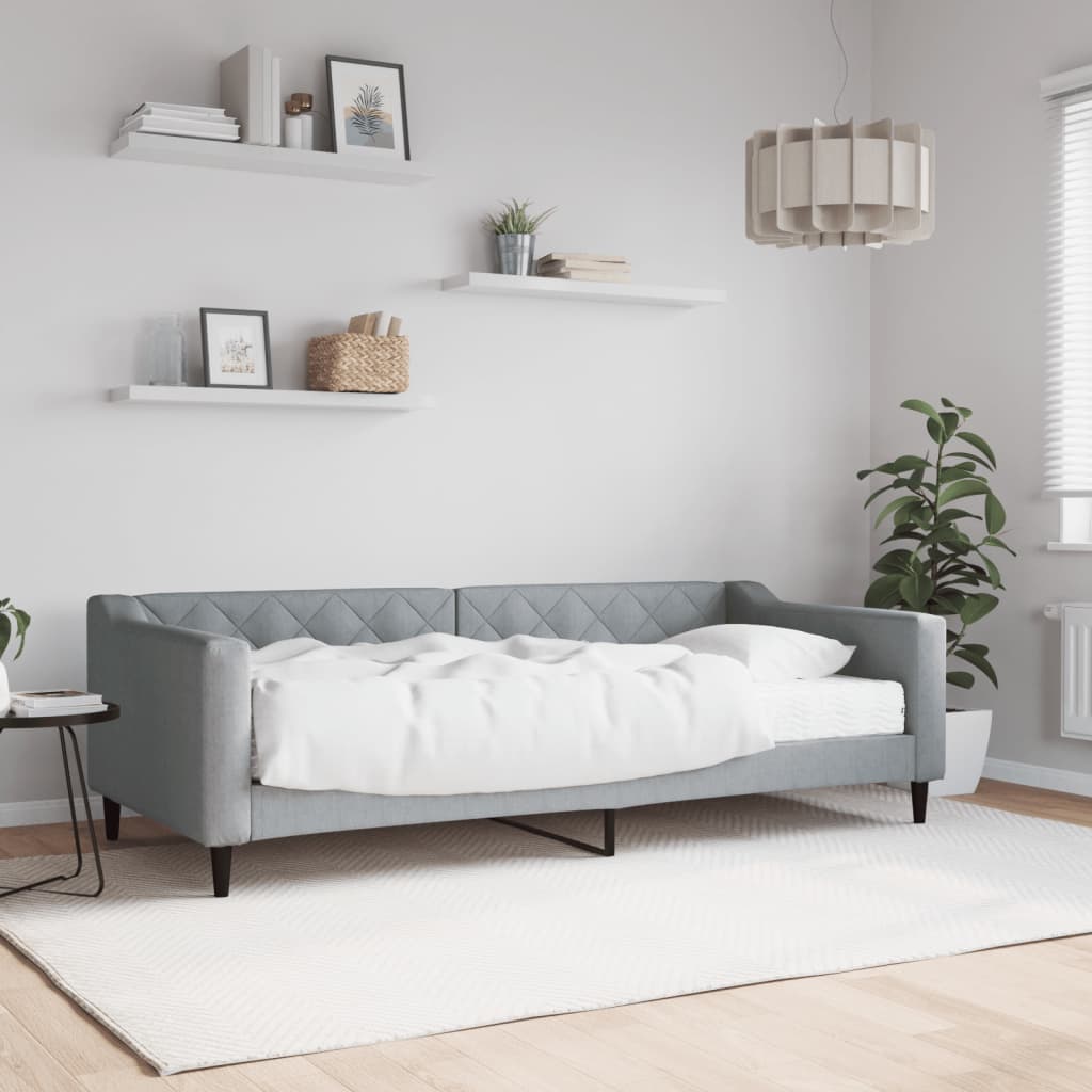 Divano Letto Estraibile Cassetti 80X200Cm Tessuto Grigio Chiaro