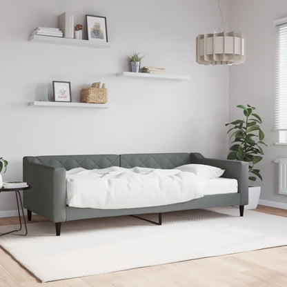 Divano Letto Estraibile Cassetti 90X200Cm Tessuto Grigio Scuro