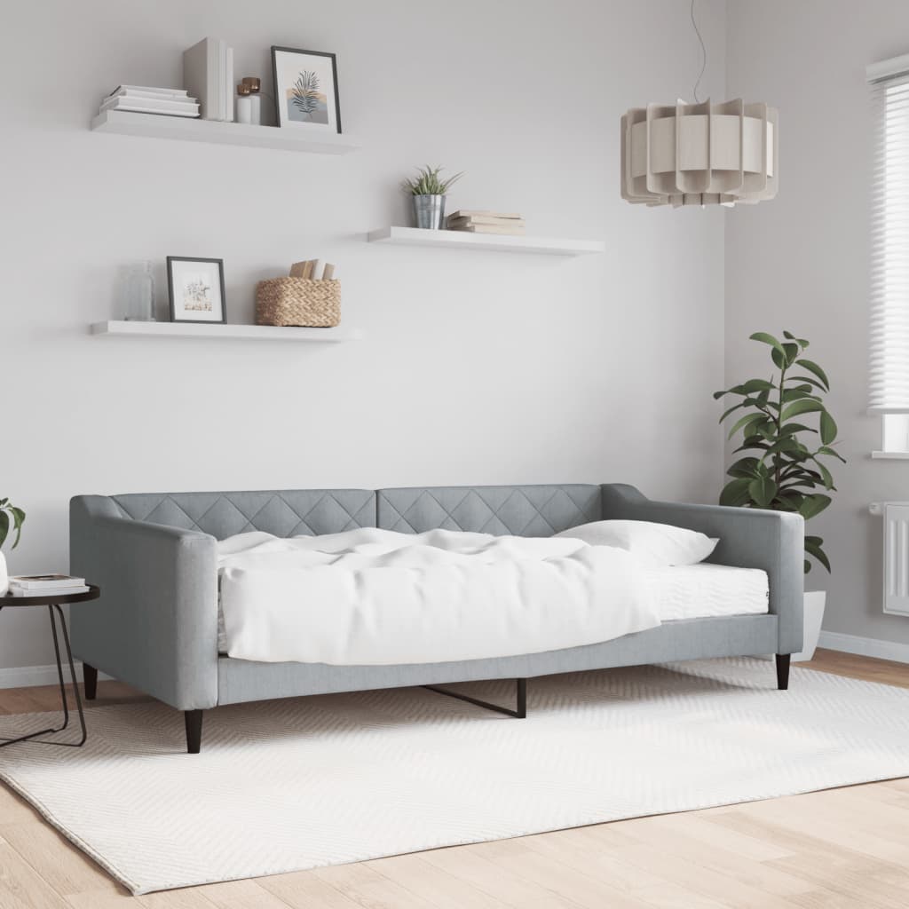 Divano Letto Estraibile Cassetti 80X200Cm Tessuto Grigio Chiaro
