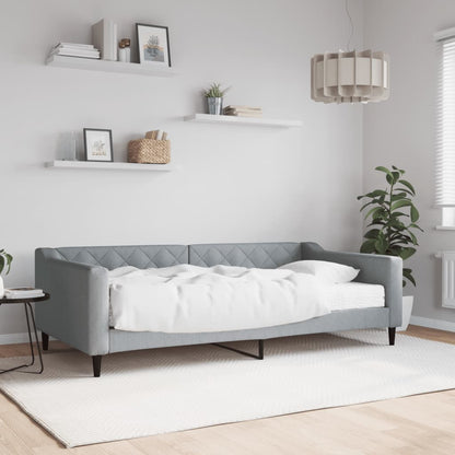 Divano Letto Estraibile Cassetti 80X200Cm Tessuto Grigio Chiaro