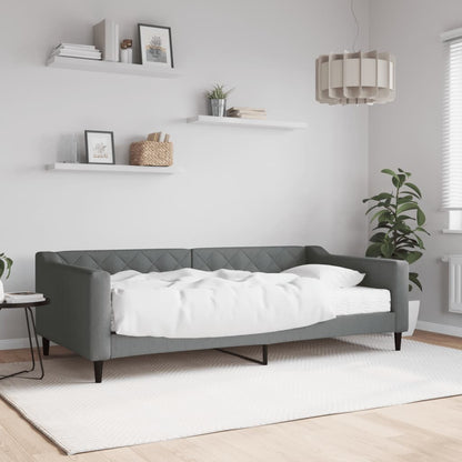 Divano Letto Estraibile Cassetti 90X200Cm Tessuto Grigio Scuro