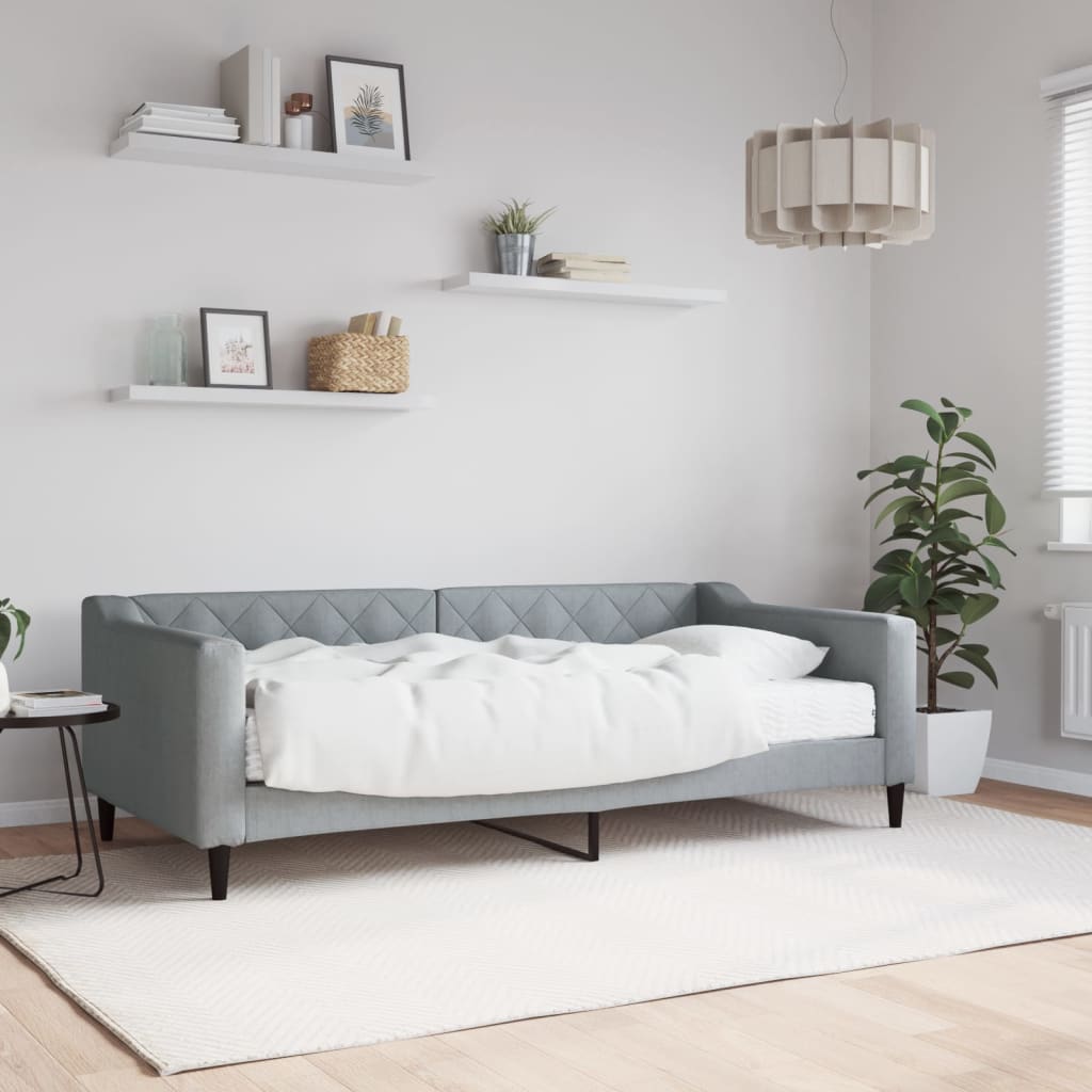 Divano Letto Estraibile Cassetti 80X200Cm Tessuto Grigio Chiaro