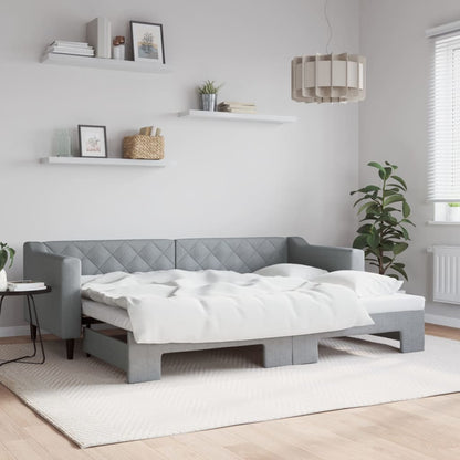 Divano Letto Estraibile Cassetti 80X200Cm Tessuto Grigio Chiaro
