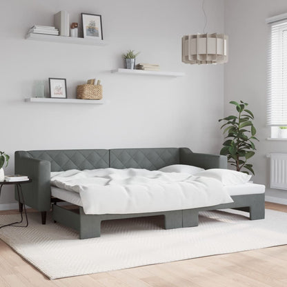 Divano Letto Estraibile Cassetti 90X200Cm Tessuto Grigio Scuro