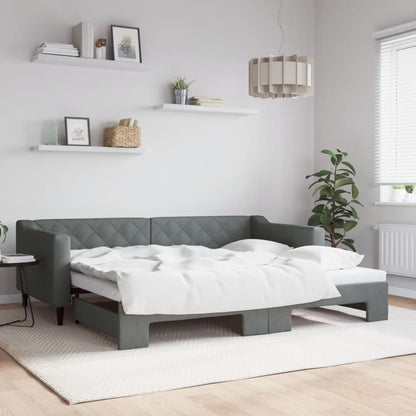 Divano Letto Estraibile Cassetti 90X200Cm Tessuto Grigio Scuro