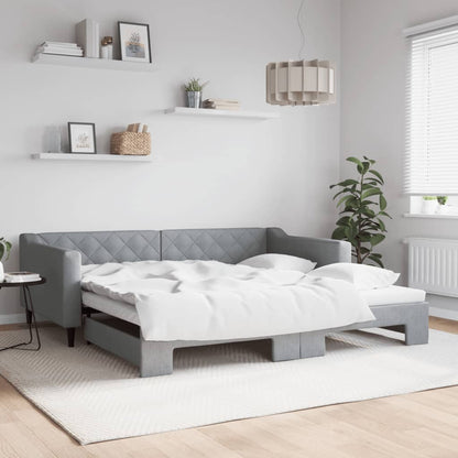 Divano Letto Estraibile Cassetti 80X200Cm Tessuto Grigio Chiaro
