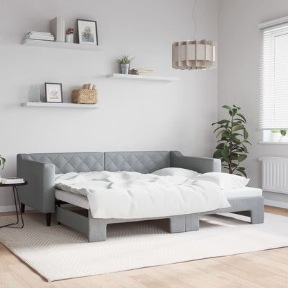 Divano Letto Estraibile Cassetti 80X200Cm Tessuto Grigio Chiaro