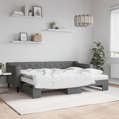 Divano Letto Estraibile Cassetti 90X200Cm Tessuto Grigio Scuro