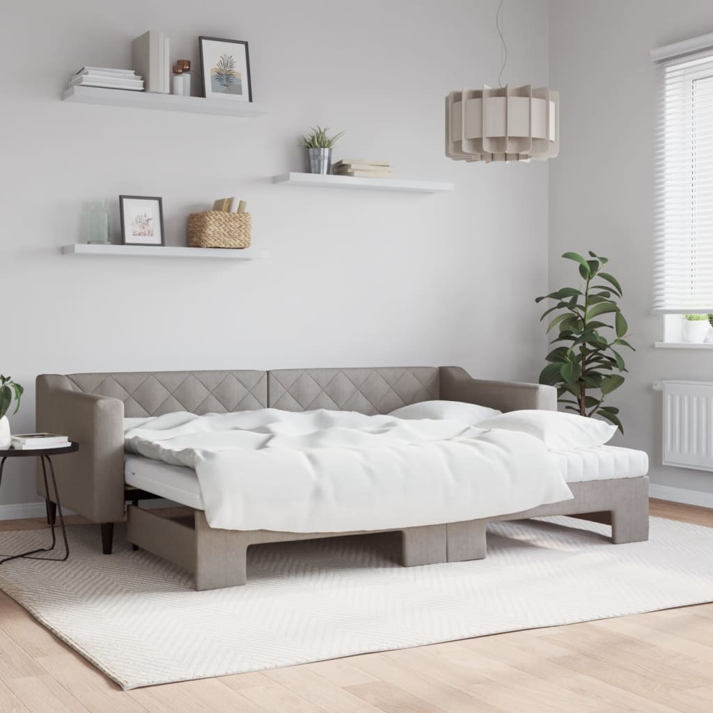Divano Letto Con Letto Estraibile Tortora In Tessuto Talpa