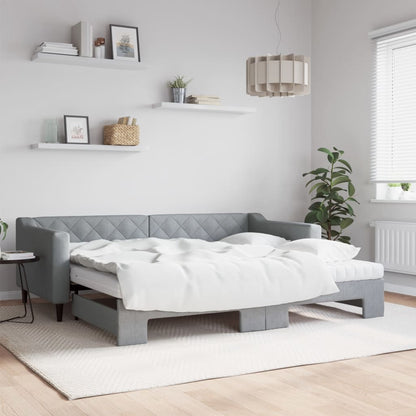 Divano Letto Estraibile Cassetti 80X200Cm Tessuto Grigio Chiaro