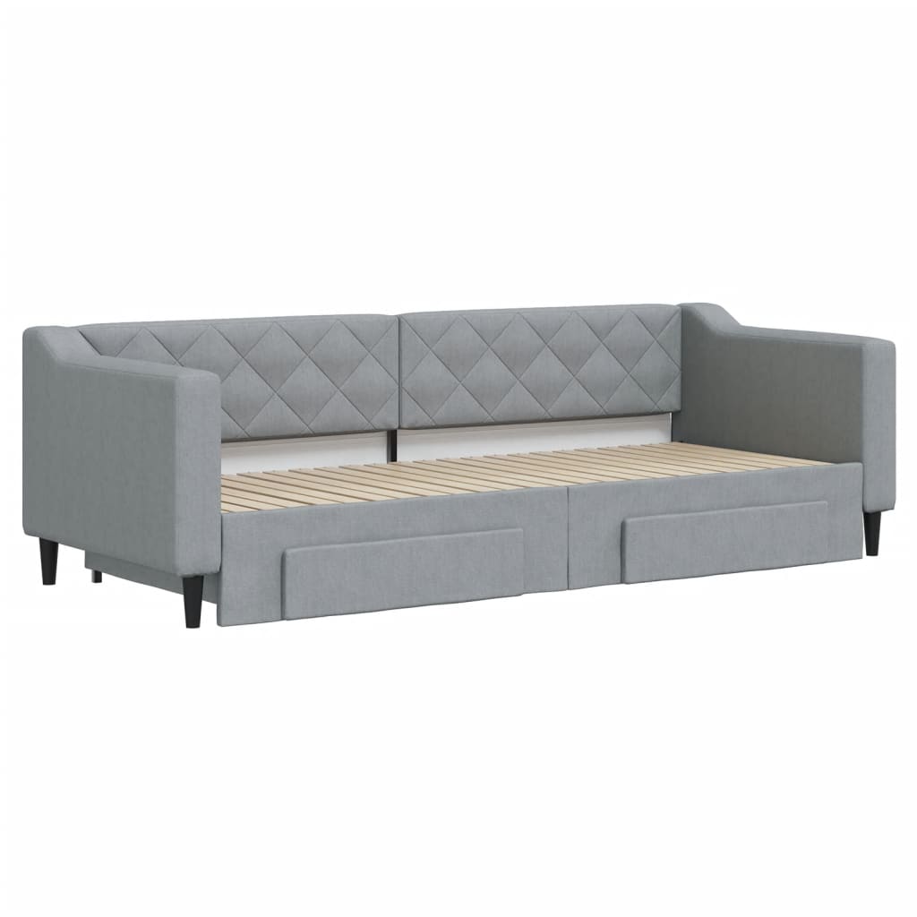 Divano Letto Estraibile Cassetti 80X200Cm Tessuto Grigio Chiaro