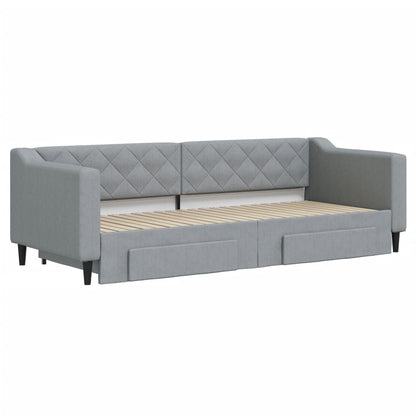 Divano Letto Estraibile Cassetti 80X200Cm Tessuto Grigio Chiaro