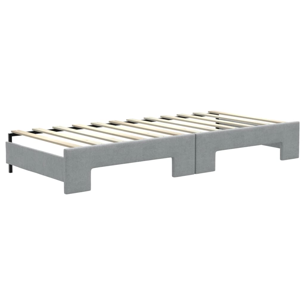 Divano Letto Estraibile Cassetti 80X200Cm Tessuto Grigio Chiaro