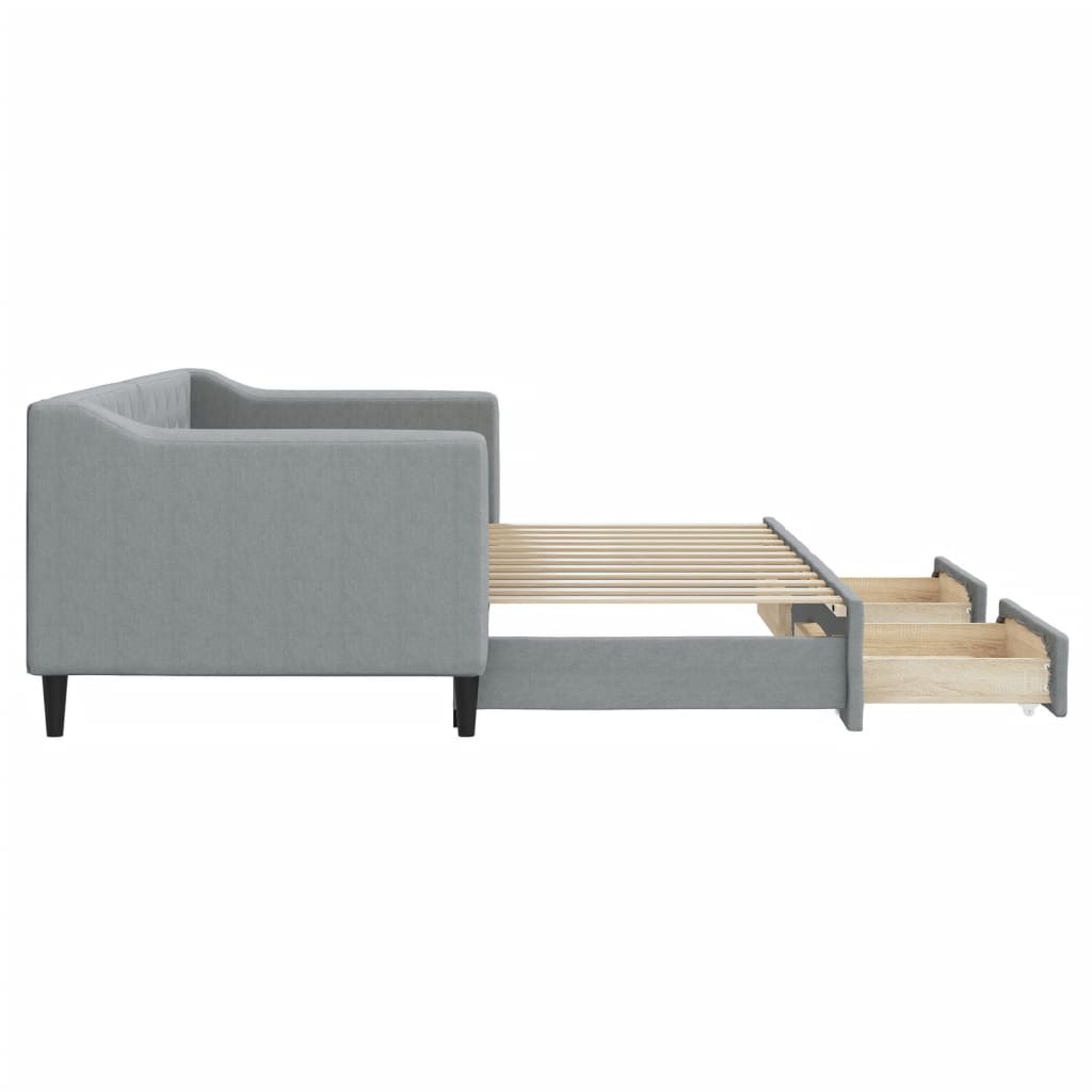 Divano Letto Estraibile Cassetti 80X200Cm Tessuto Grigio Chiaro