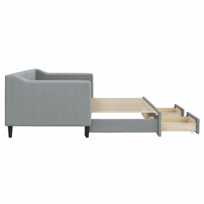 Divano Letto Estraibile Cassetti 80X200Cm Tessuto Grigio Chiaro