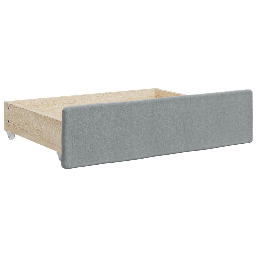 Divano Letto Estraibile Cassetti 80X200Cm Tessuto Grigio Chiaro