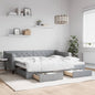Divano Letto Estraibile Cassetti 80X200Cm Tessuto Grigio Chiaro