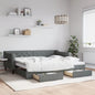 Divano Letto Estraibile Cassetti 90X200Cm Tessuto Grigio Scuro