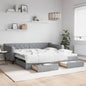 Divano Letto Estraibile Cassetti 80X200Cm Tessuto Grigio Chiaro