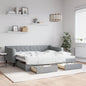 Divano Letto Estraibile Cassetti 80X200Cm Tessuto Grigio Chiaro