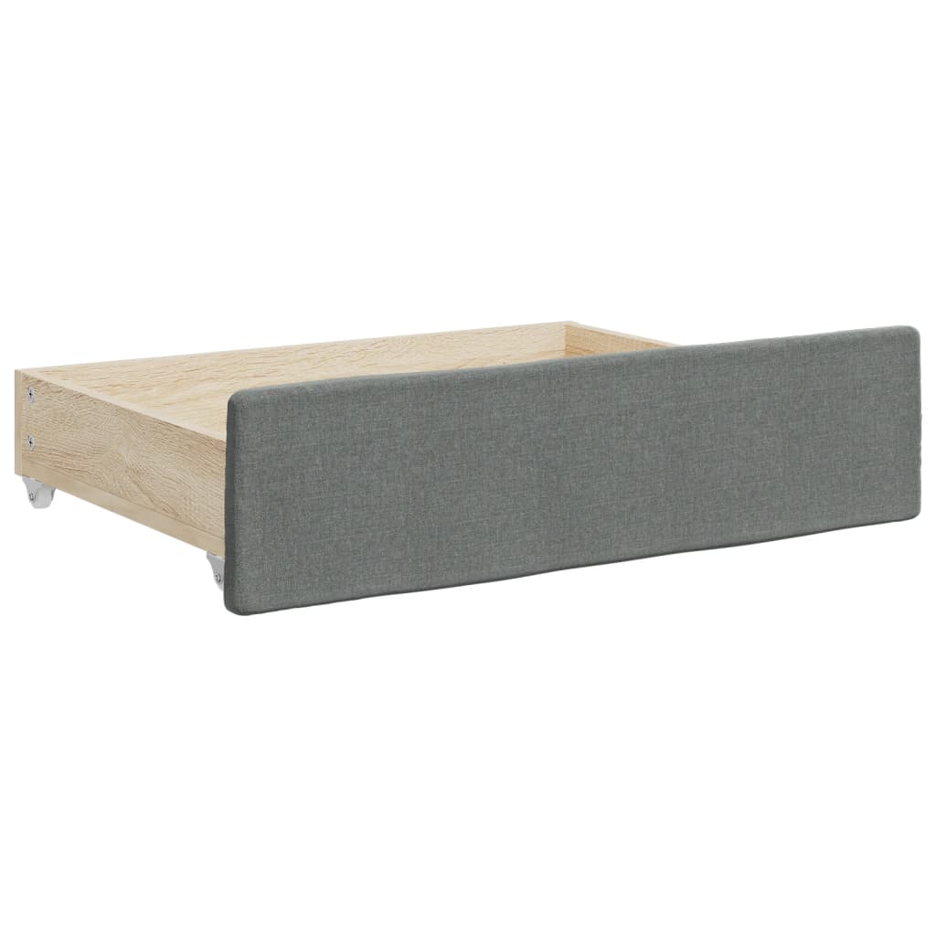 Divano Letto Estraibile Cassetti 90X200Cm Tessuto Grigio Scuro