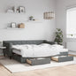 Divano Letto Estraibile Cassetti 90X200Cm Tessuto Grigio Scuro