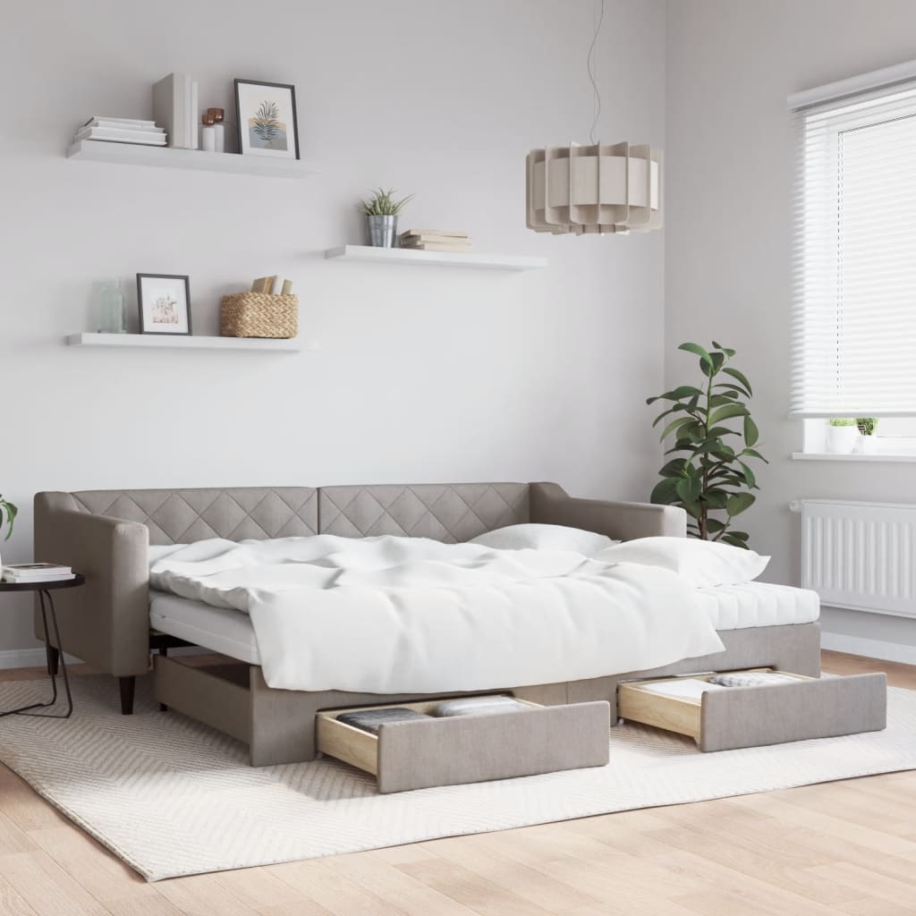 Divano Letto Con Letto Estraibile Tortora In Tessuto Talpa