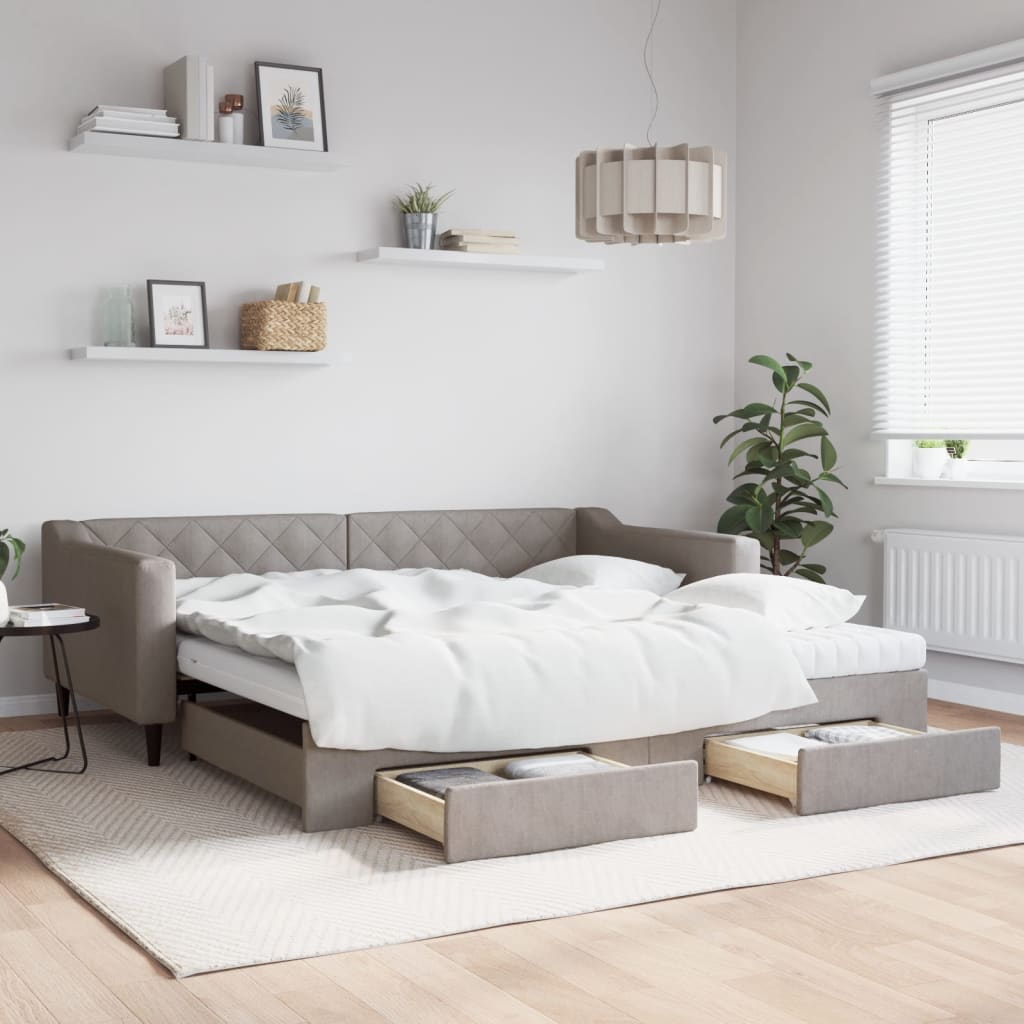 Divano Letto Con Letto Estraibile Tortora In Tessuto Talpa