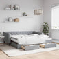 Divano Letto Estraibile Cassetti 80X200Cm Tessuto Grigio Chiaro
