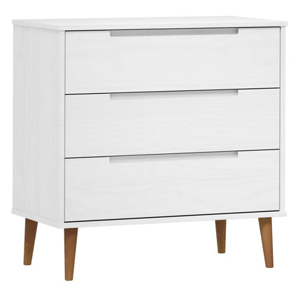 Cassettiera Molde Bianca 80X40X80 Cm In Legno Massello Di Pino