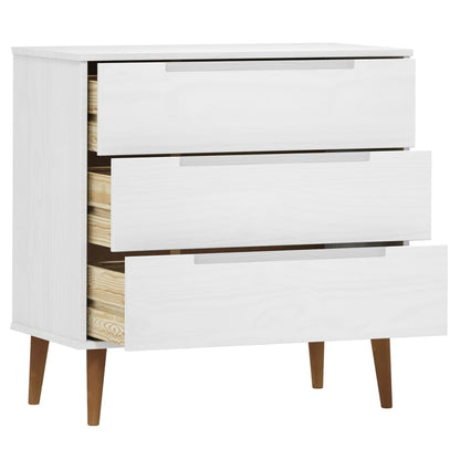 Cassettiera Molde Bianca 80X40X80 Cm In Legno Massello Di Pino