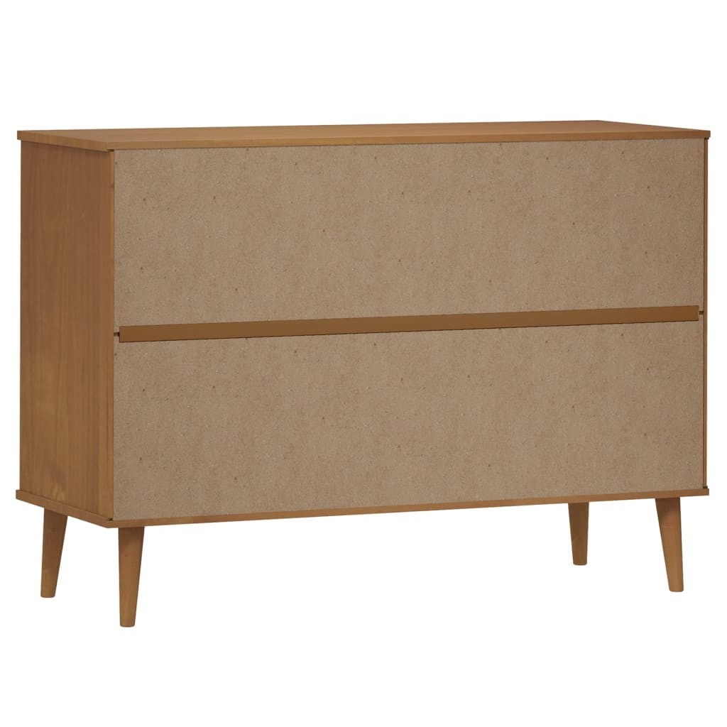Cassettiera Molde Marrone 113X40X80Cm In Legno Massello Di Pino