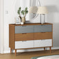Cassettiera Molde Marrone 113X40X80Cm In Legno Massello Di Pino