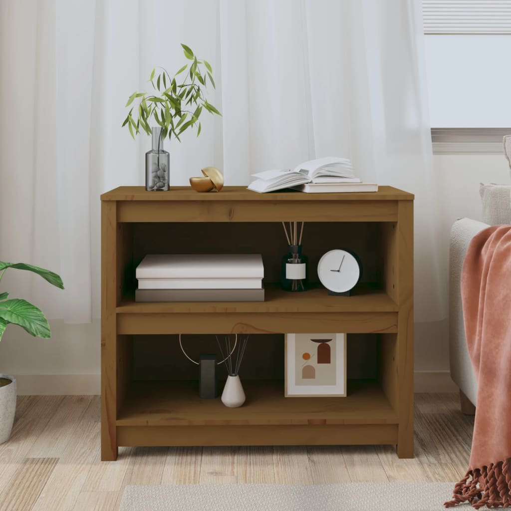 Libreria Marrone Ambra 80X35X In Legno Massello Di Pino Marrone Ambrato