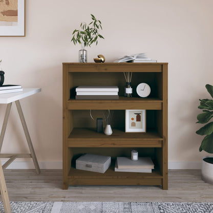 Libreria Marrone Ambra 80X35X In Legno Massello Di Pino Marrone Ambrato