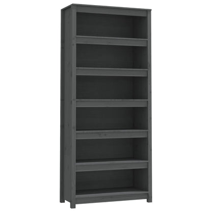 Libreria Grigia 80X35X In Legno Massello Di Pino Grigio