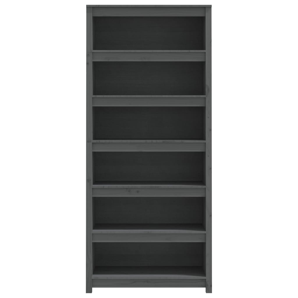 Libreria Grigia 80X35X In Legno Massello Di Pino Grigio