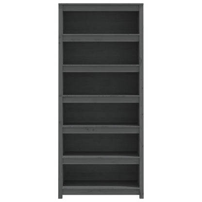 Libreria Grigia 80X35X In Legno Massello Di Pino Grigio