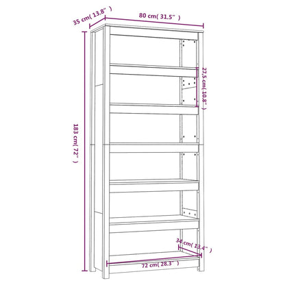 Libreria Grigia 80X35X In Legno Massello Di Pino Grigio