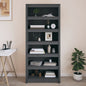 Libreria Grigia 80X35X In Legno Massello Di Pino Grigio