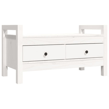 Panca Da Ingresso Bianca 80X40X43 Cm In Legno Massello Di Pino